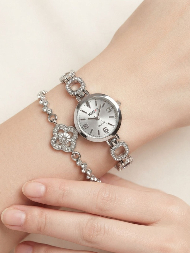 ست دستبند و ساعت زنانه برند TIME4U کد ۱۰