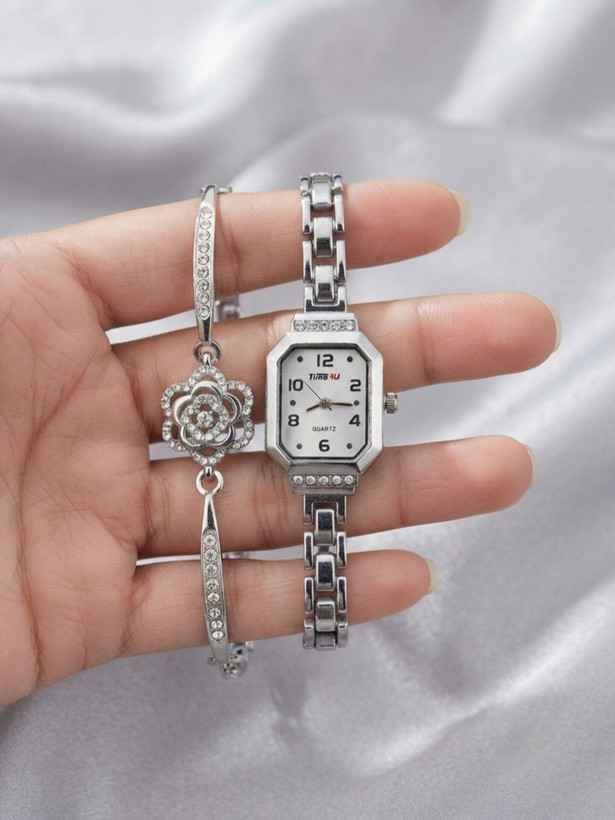 ست دستبند و ساعت زنانه برند TIME4U کد ۱۲