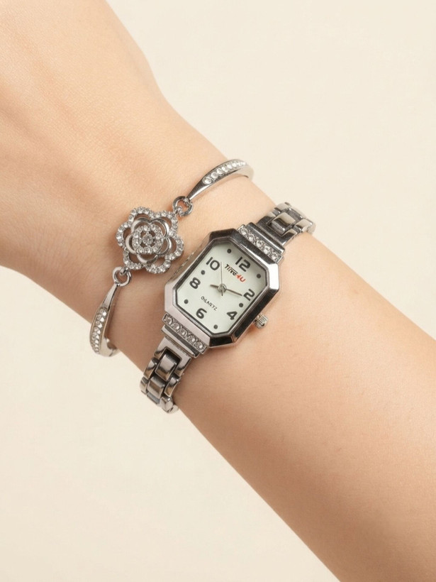 ست دستبند و ساعت زنانه برند TIME4U کد ۱۲