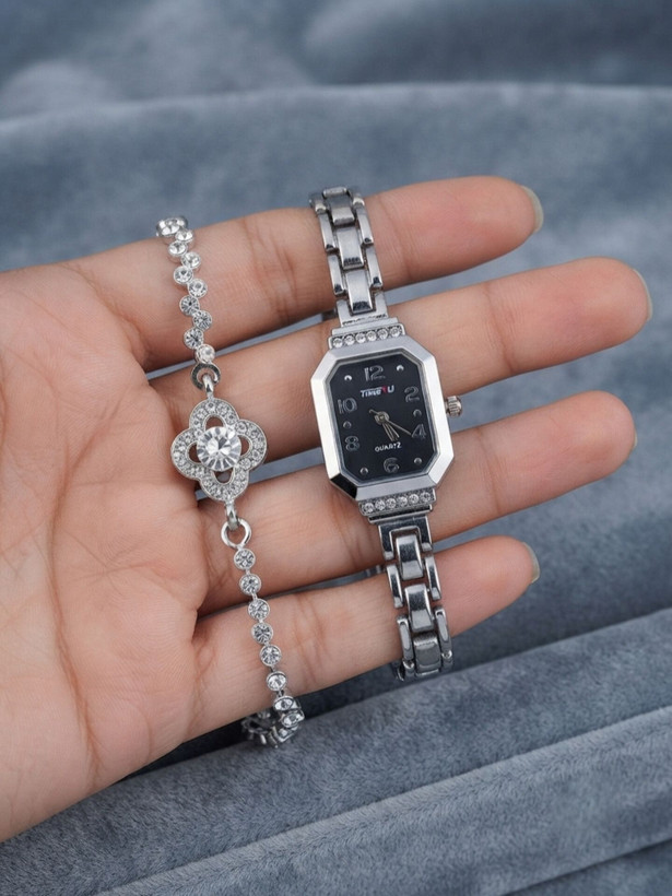 ست دستبند و ساعت زنانه برند TIME4U کد ۱۲