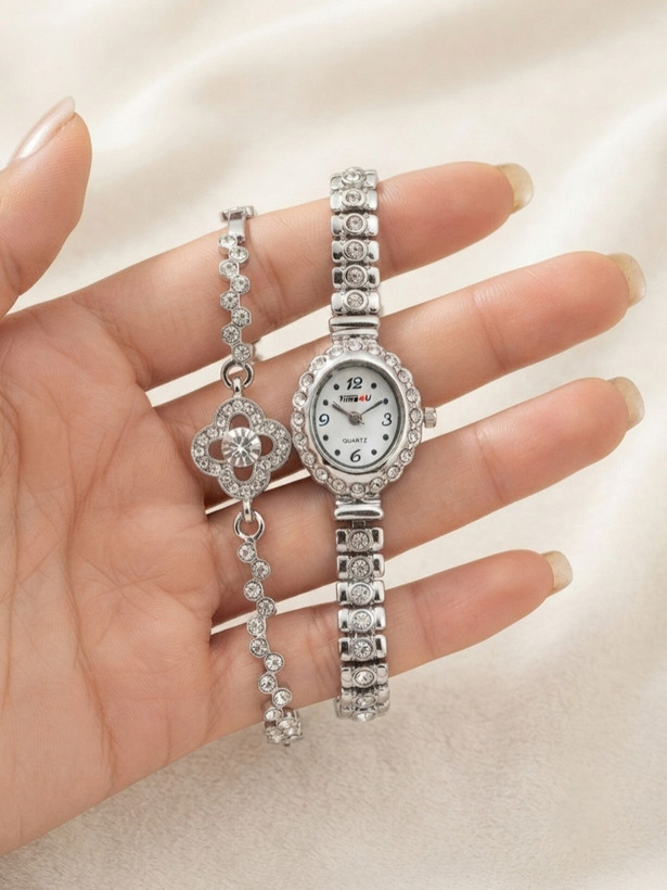 ست دستبند و ساعت زنانه برند TIME4U کد ۱۳