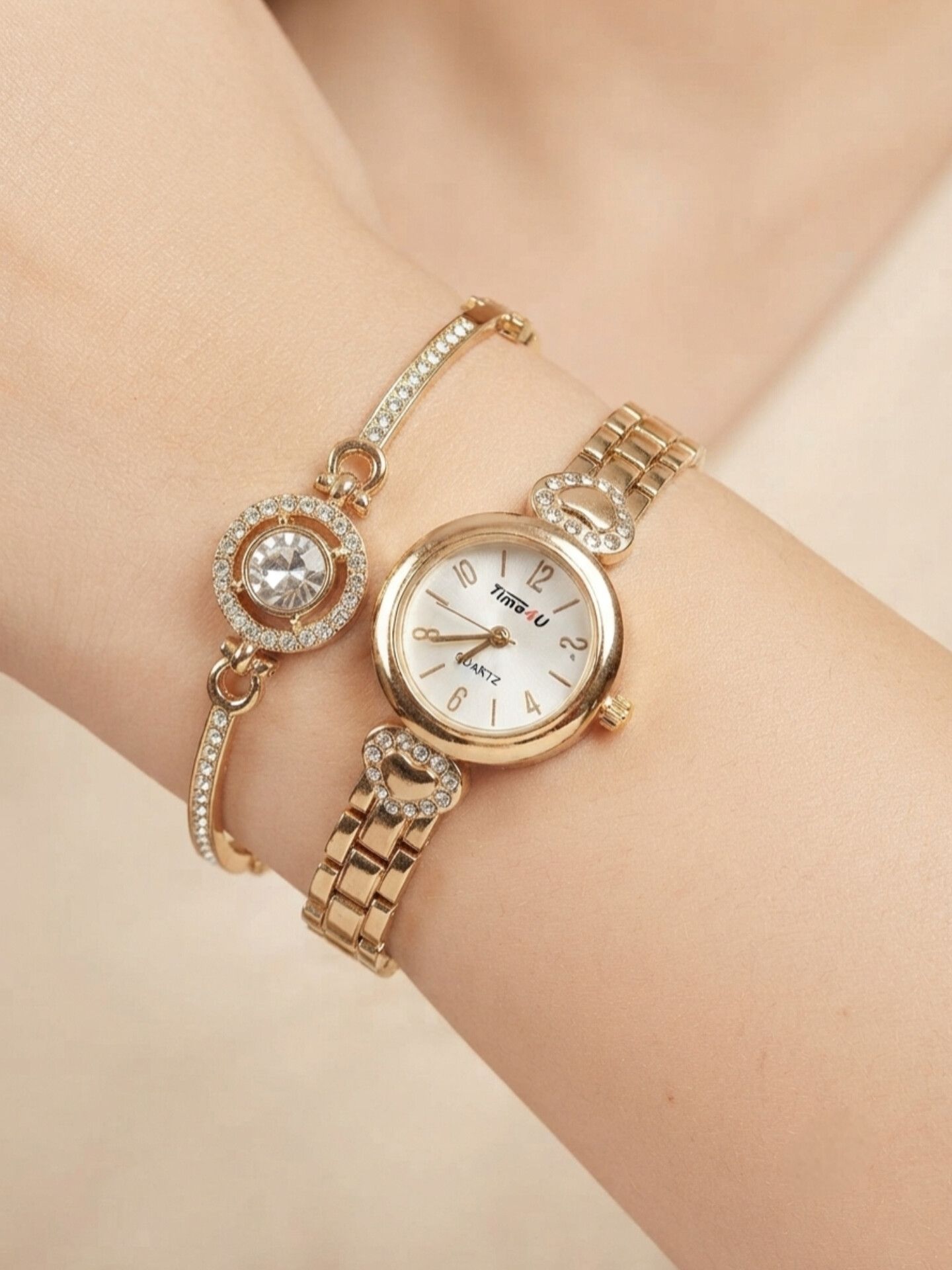 ست دستبند و ساعت زنانه برند TIME4U کد ۱۷