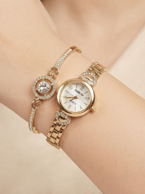 ست دستبند و ساعت زنانه برند TIME4U کد ۱۷