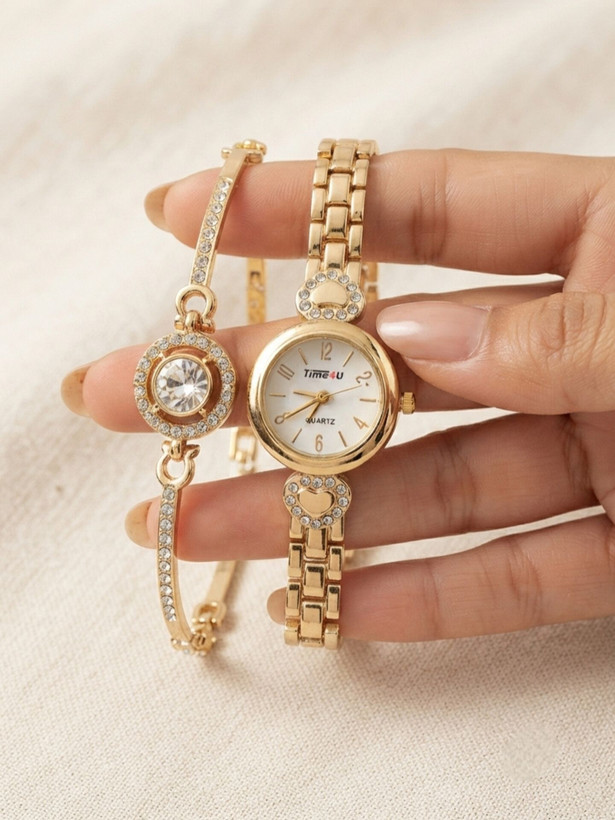 ست دستبند و ساعت زنانه برند TIME4U کد ۱۷