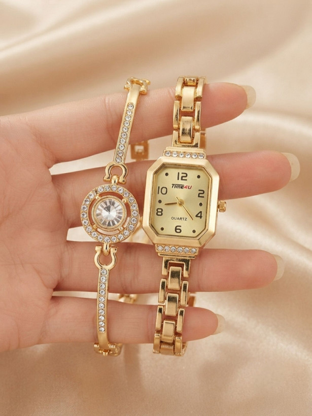 ست دستبند و ساعت زنانه برند TIME4U کد ۱۹